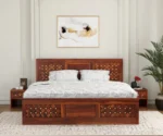 Bronzon Sheesham Wood Bed with Full Drawer Storage - Image 3
