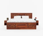 Bronzon Sheesham Wood Bed with Full Drawer Storage - Image 4