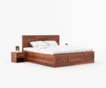 Bronzon Sheesham Wood Bed with Full Drawer Storage - Image 5