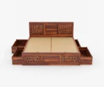 Bronzon Sheesham Wood Bed with Full Drawer Storage - Image 7
