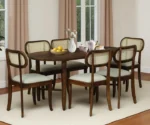 Brookwood Sheesham Wood 6 Seater Dining Set With Chairs In Scratch Resistant Provincial Teak Finish