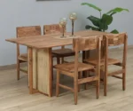 Brovst Acacia Wood 4 Seater Dining Set In Natural Finish