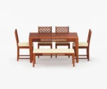 Daffy 6 Seater Dining Set With Bench - Image 5