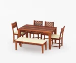 Daffy 6 Seater Dining Set With Bench - Image 7