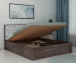 Decan Solid Sheesham Wood Bed with Hydraulic Storage