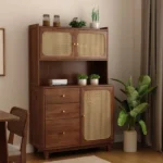 Divit Sheesham Wood Kitchen Cabinet with Cane