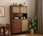 Tripti Classic Kitchen Cabinet with Fluted Glass, Cane Weave & Brass Knobs - Image 4
