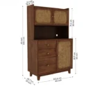 Tripti Classic Kitchen Cabinet with Fluted Glass, Cane Weave & Brass Knobs - Image 6