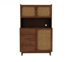 Tripti Classic Kitchen Cabinet with Fluted Glass, Cane Weave & Brass Knobs - Image 5