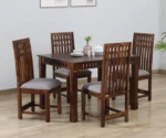 Drusilla Sheesham Wood 4 Seater Dining Set In Scratch Resistant Provincial Teak Finish