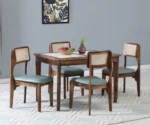 Gistel Sheesham Wood 4 Seater Dining Set In Scratch Resistant Provincial Teak Finish With Marble Top