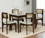 Gistel Sheesham Wood 4 Seater Dining Set With Marble Top