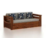 Italian Solid Sheesham Wood 3 Seater Sofa Cum Bed With Headboard and Mini Storage - Image 3