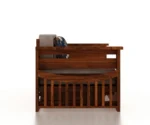 Italian Solid Sheesham Wood 3 Seater Sofa Cum Bed With Headboard and Mini Storage - Image 6