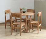 Kylie Acacia Wood 4 Seater Dining Set In Natural Finish