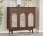 Laurel Solid Wood Acacia Cane Cabinet and Sideboard