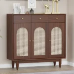 Laurel Solid Wood Acacia Cane Cabinet and Sideboard