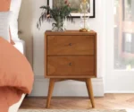 Lucia Solid Sheesham Wood Bedside Table With Two Drawer Storage