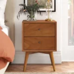 Lucia Solid Sheesham Wood Bedside Table With Two Drawer Storage