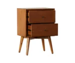 Lucia Solid Sheesham Wood Bedside Table With Two Drawer Storage - Image 2