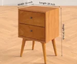 Lucia Solid Sheesham Wood Bedside Table With Two Drawer Storage - Image 6