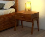 Lyon Solid Sheesham Wood Bedside Table With One Drawer - Image 2