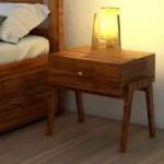 Lyon Solid Sheesham Wood Bedside Table With One Drawer