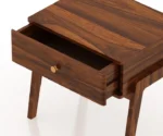 Lyon Solid Sheesham Wood Bedside Table With One Drawer - Image 4