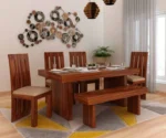 Maharaja Solid Sheesham Wood 6 Seater Dining Table Set