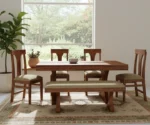 Maron Solid Sheesham Wood 6 Seater Dining Table Set