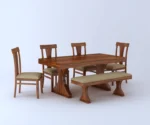 Maron Solid Sheesham Wood 6 Seater Dining Table Set - Image 2