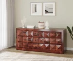 Laurel Solid Wood Acacia Cane Cabinet and Sideboard