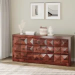Laurel Solid Wood Acacia Cane Cabinet and Sideboard