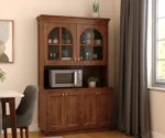 Nivrit  Wood Arch Glass Kitchen Cabinet
