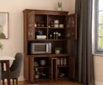 Nivrit  Wood Arch Glass Kitchen Cabinet - Image 2
