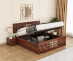 Niwar Sheesham Wood Bed Hydraulic
