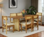 Ortrand Acacia Wood 6 Seater Dining Set In Natural Finish