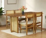 Ortrand Acacia Wood 6 Seater Dining Set In Natural Finish - Image 3