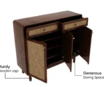Premium Solid Wood Shoe Cabinet With Cane Detailing - Image 3