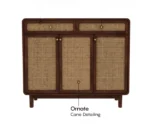 Premium Solid Wood Shoe Cabinet With Cane Detailing - Image 4
