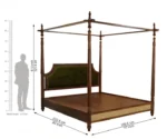 Samrat Sheesham Wood and Cane Upholstered Poster Bed Without Storage - Image 2