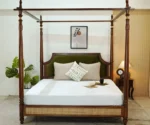 Samrat Sheesham Wood and Cane Upholstered Poster Bed Without Storage - Image 5