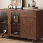 Sideboard with Single Drawer 2 Shelves Glazed Door