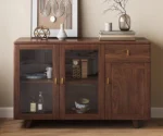 Sideboard with Single Drawer 2 Shelves Glazed Door - Image 8