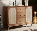 Style Medium Brown Wood Server with Cabinets and Drawers