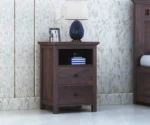 Swift Solid Sheesham Wood Bedside Table With Two Drawer Storage
