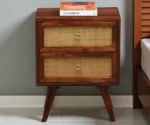 Syrus Solid Sheesham Wood Two Drawer Bedside Cane
