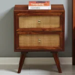 Syrus Solid Sheesham Wood Two Drawer Bedside Cane