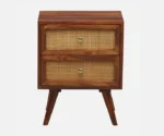 Syrus Solid Sheesham Wood Two Drawer Bedside Cane - Image 4