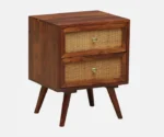 Syrus Solid Sheesham Wood Two Drawer Bedside Cane - Image 5